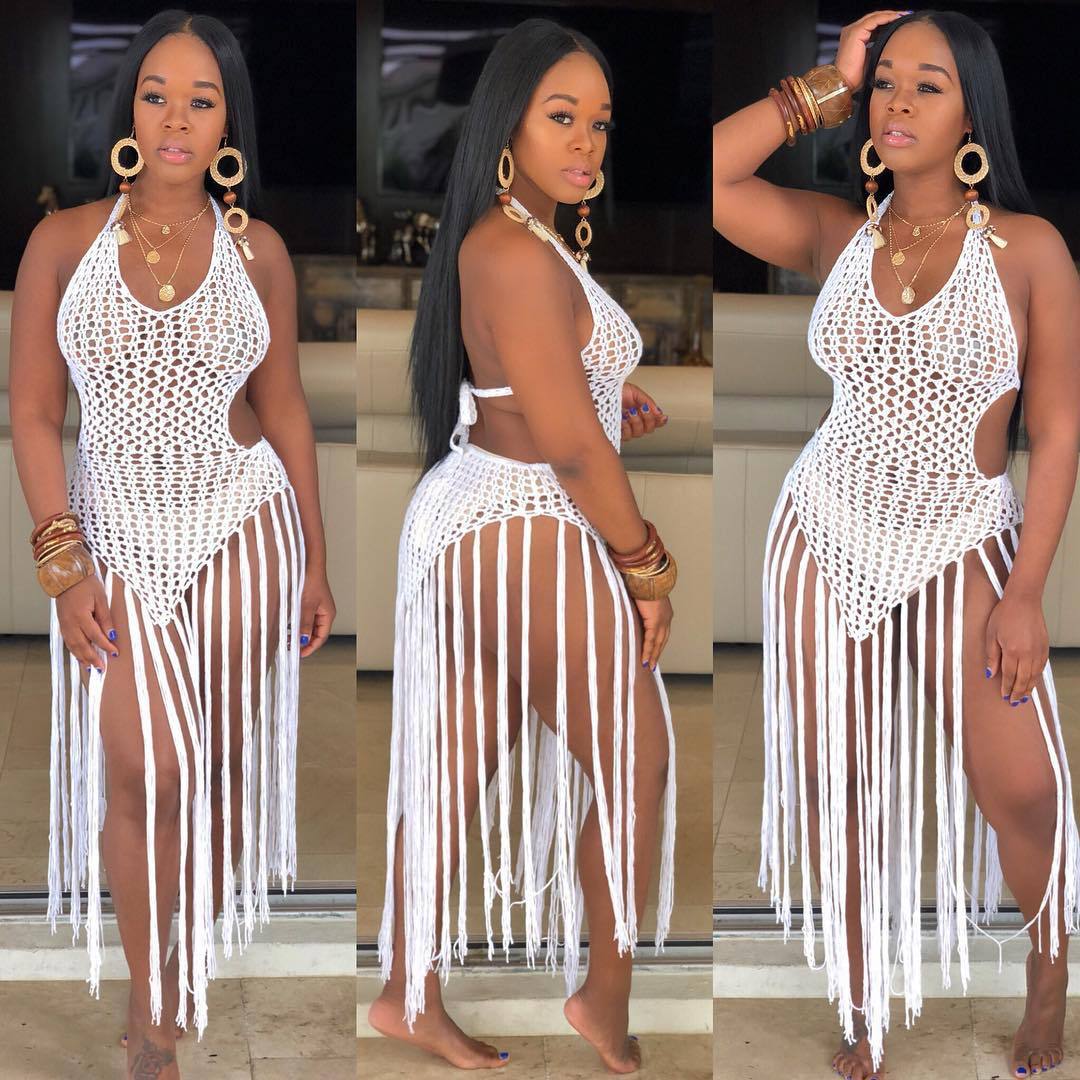 Long Tassel Woven Two Way Tassel Beach Dress