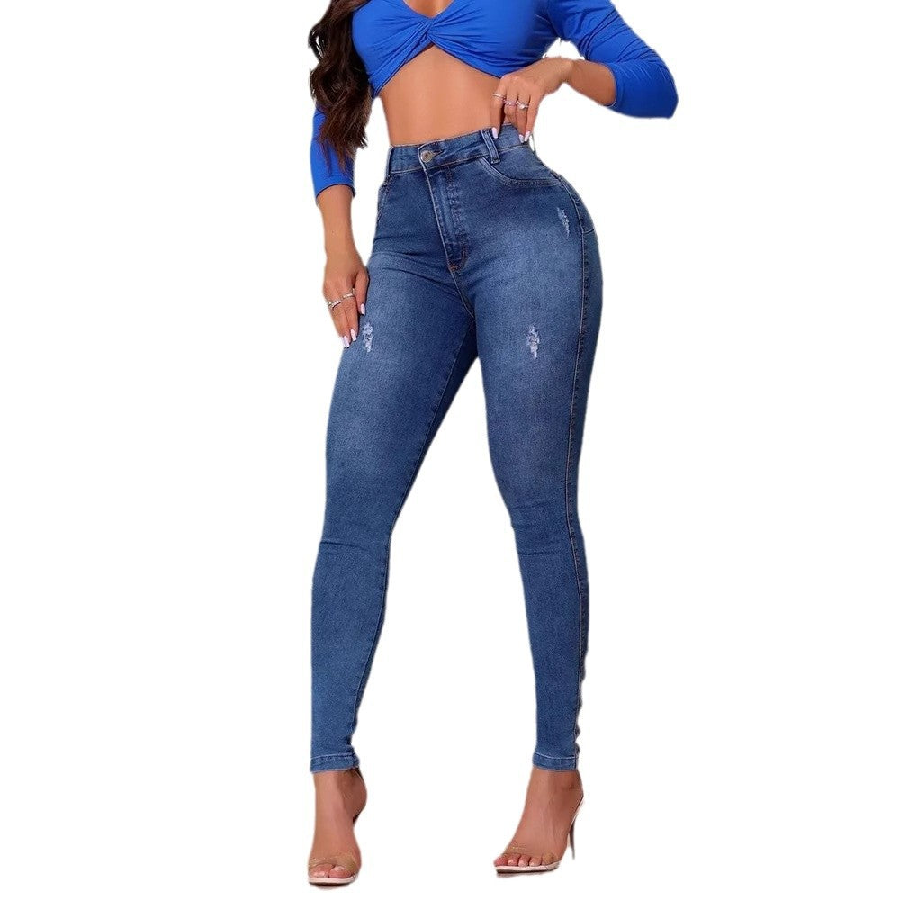 Elastic slim jeans