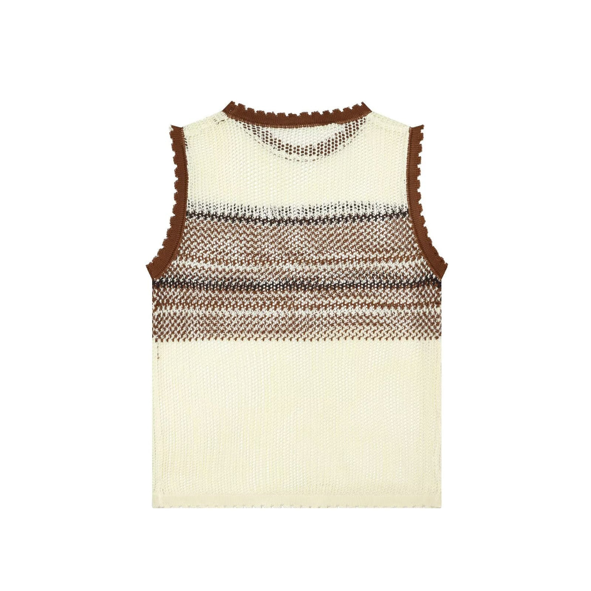 Artistic Contrast Color Design round Neck Knitted Vest Top
