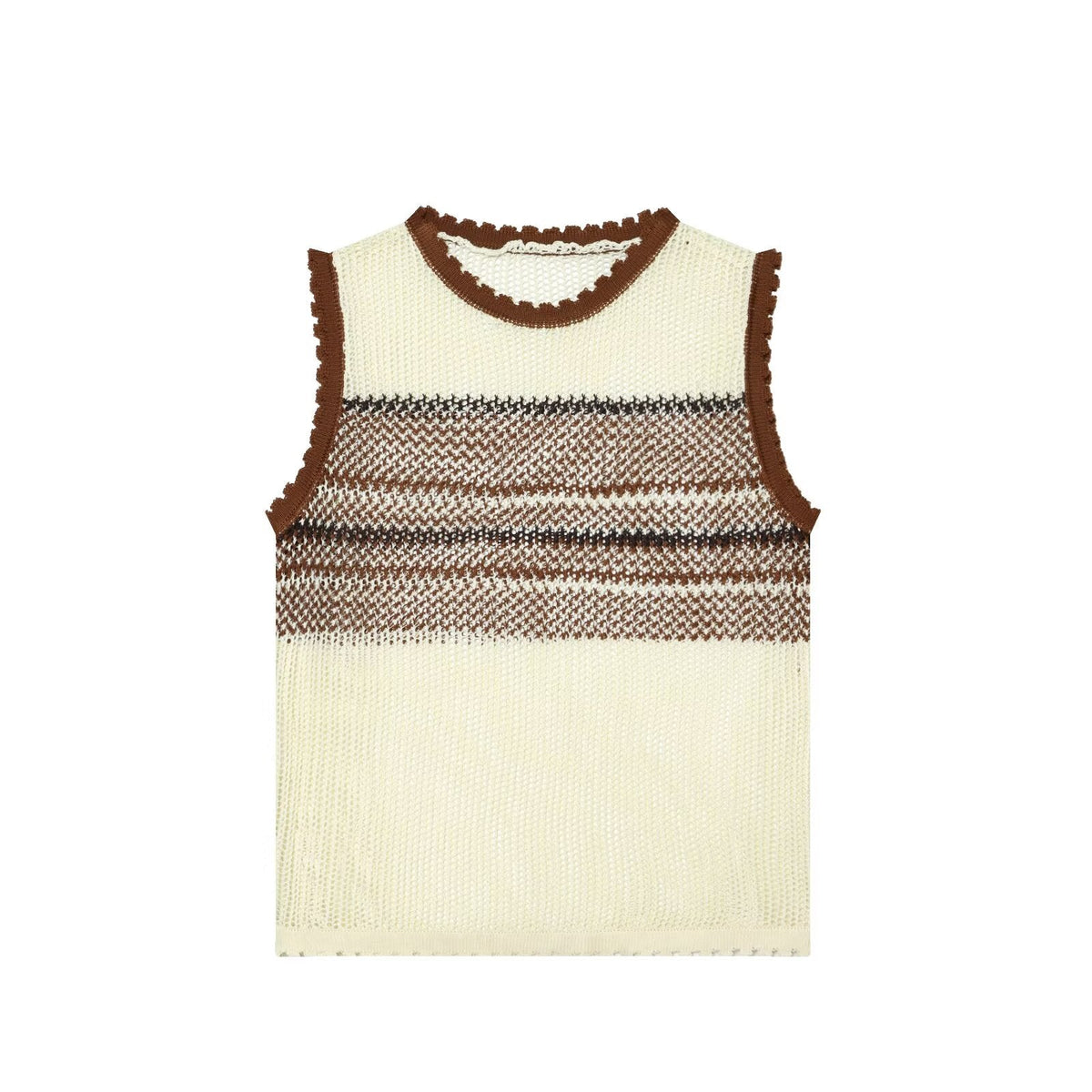 Artistic Contrast Color Design round Neck Knitted Vest Top
