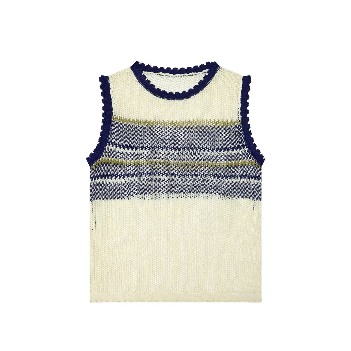 Artistic Contrast Color Design round Neck Knitted Vest Top