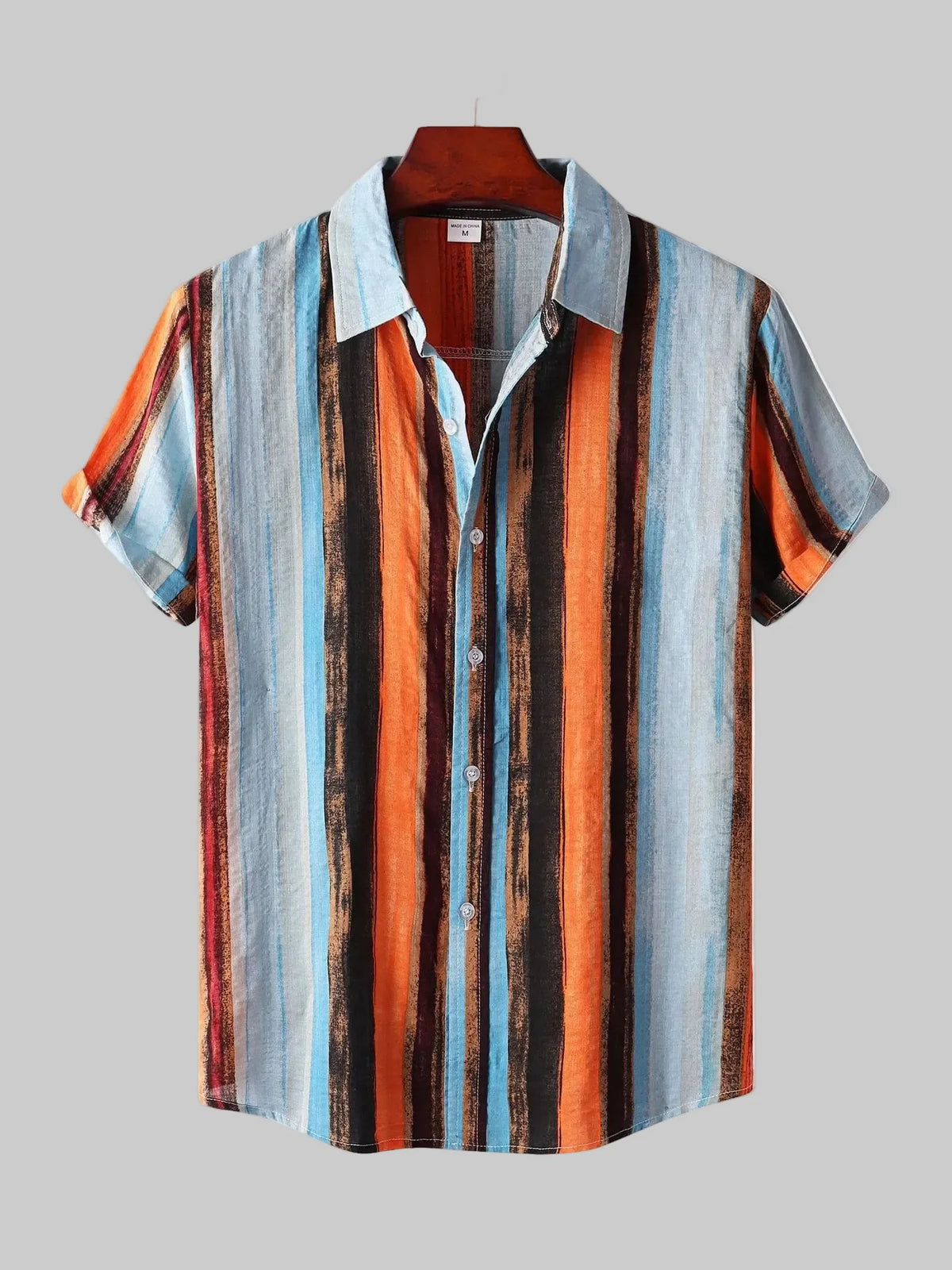 Button Down Striped Collared Neck Shirt