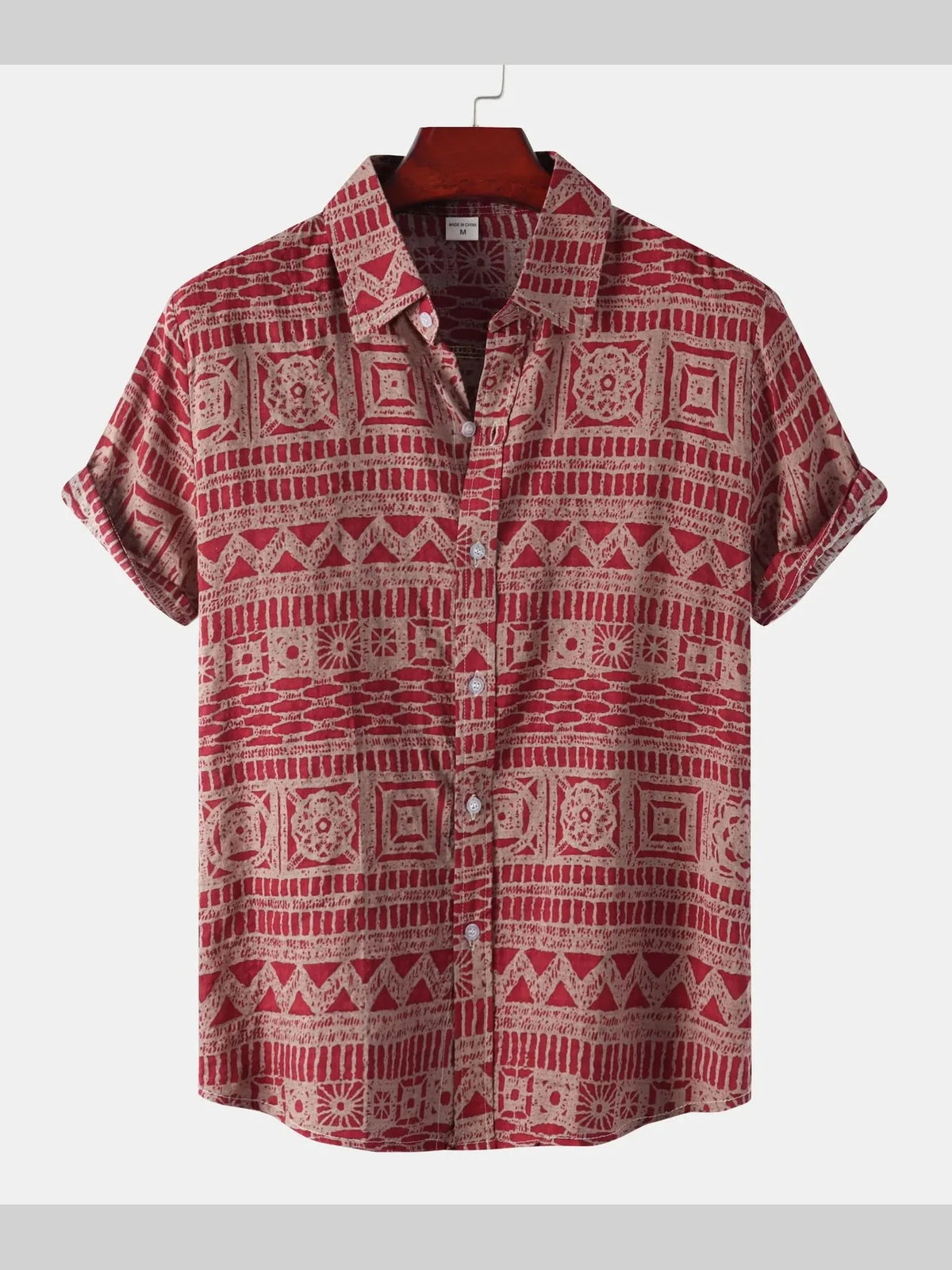 Printed Button Up Short Sleeve Shirt