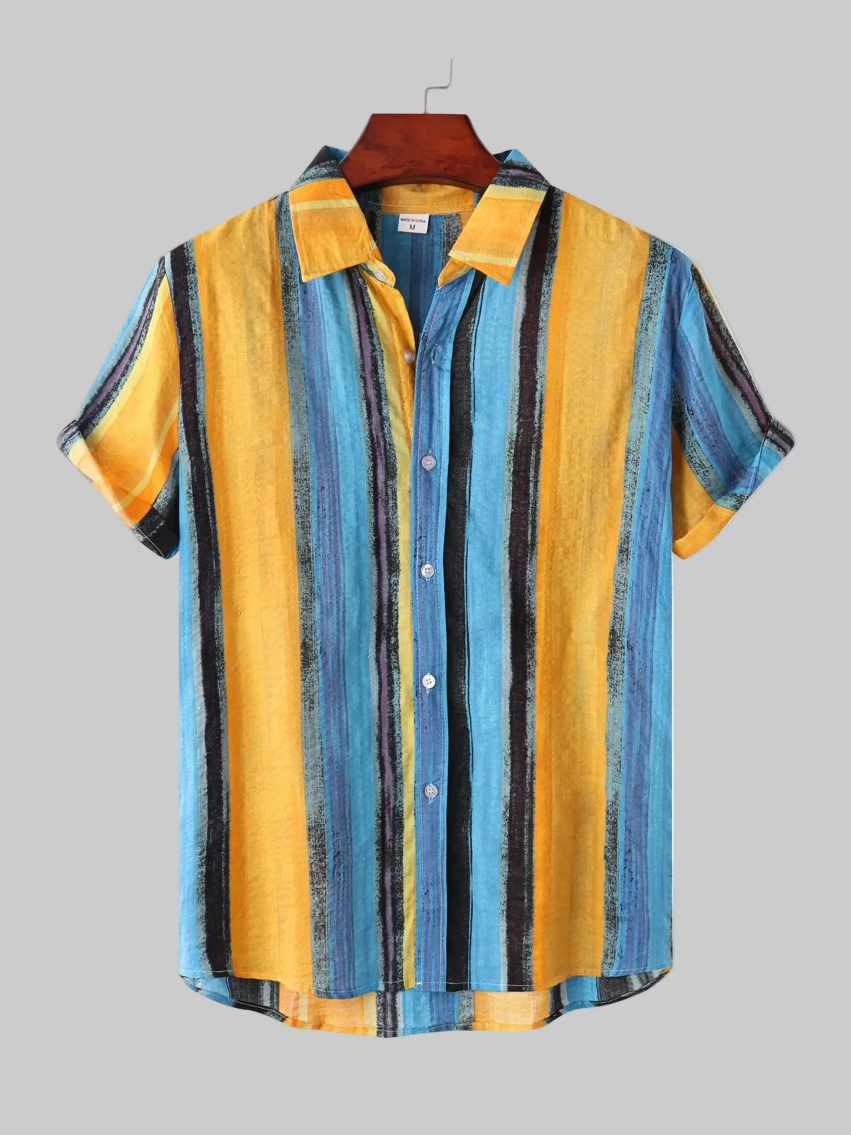 Button Down Striped Collared Neck Shirt