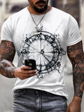 Full Size Artistic Compass Graphic Round Neck T-Shirt