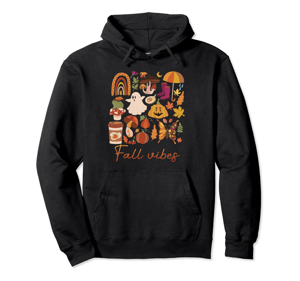Fall Vibes Autumn Ghost Leaves Hoodie - Aesthetic Graphic Men Women