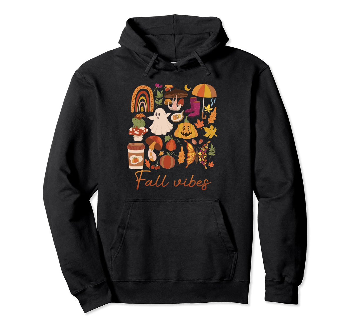 Fall Vibes Autumn Ghost Leaves Hoodie - Aesthetic Graphic Men Women