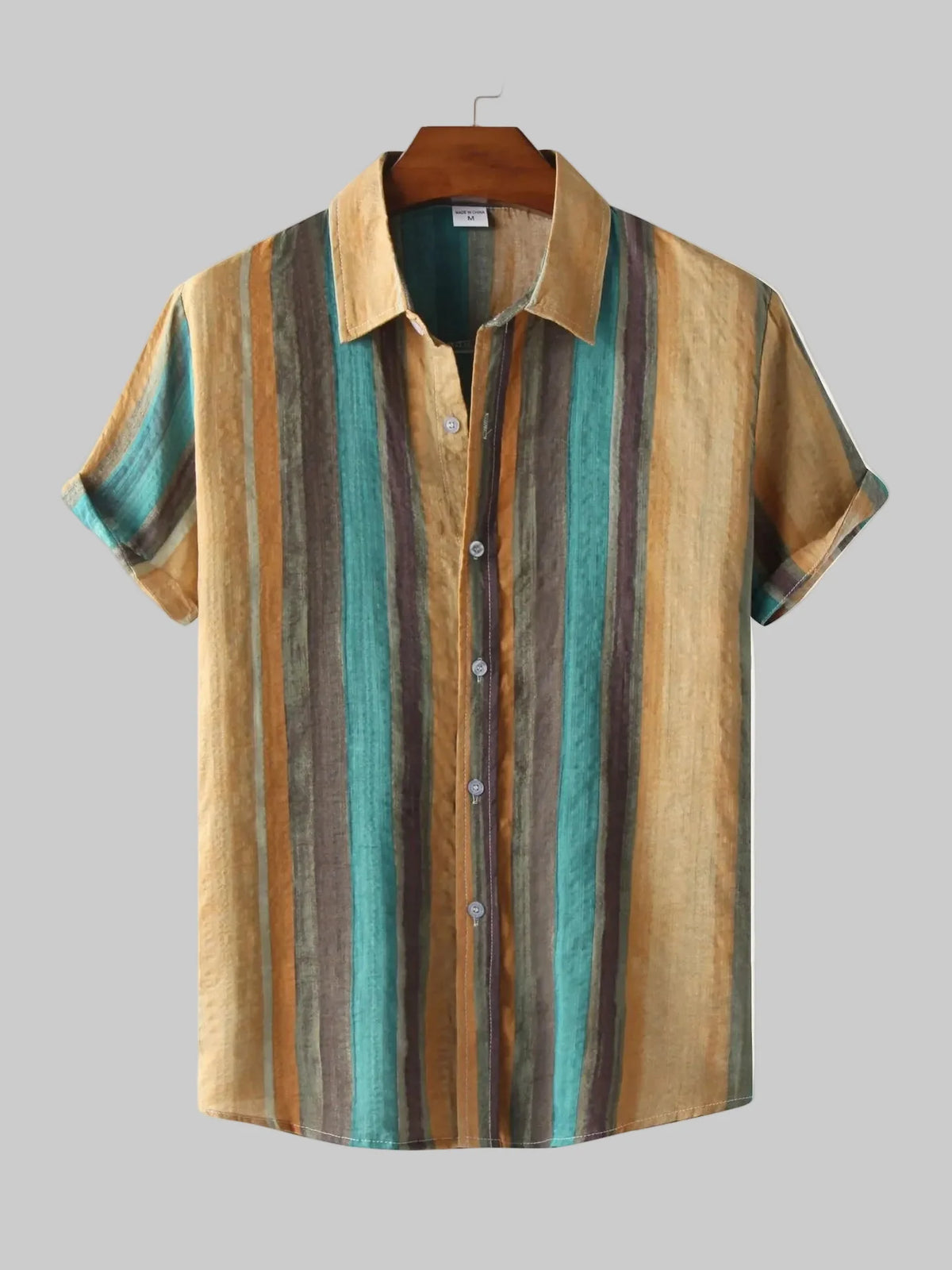 Button Down Striped Collared Neck Shirt