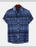 Printed Button Up Short Sleeve Shirt