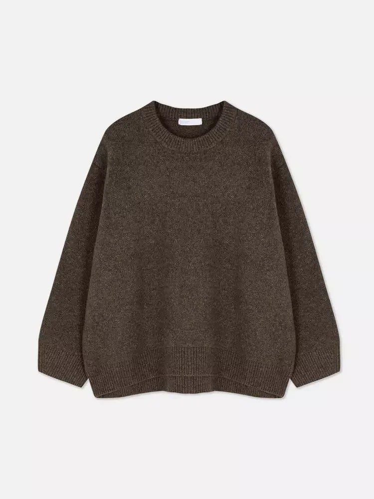 Fashion Pink Solid Warm Thick Loose Sweater Women