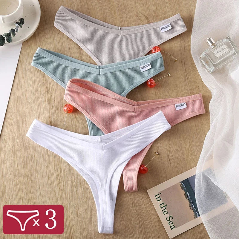 3Pcs/Set Cotton Thongs Sexy Brazilian Lingerie