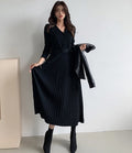 Women Sweater Dress Knitted Belted Female A-line soft dresses