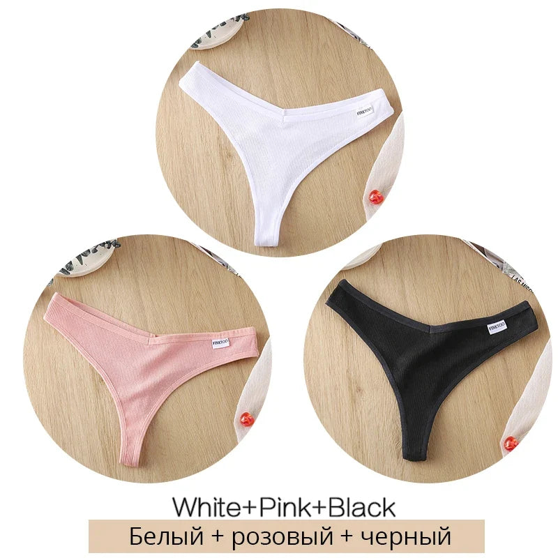 3Pcs/Set Cotton Thongs Sexy Brazilian Lingerie