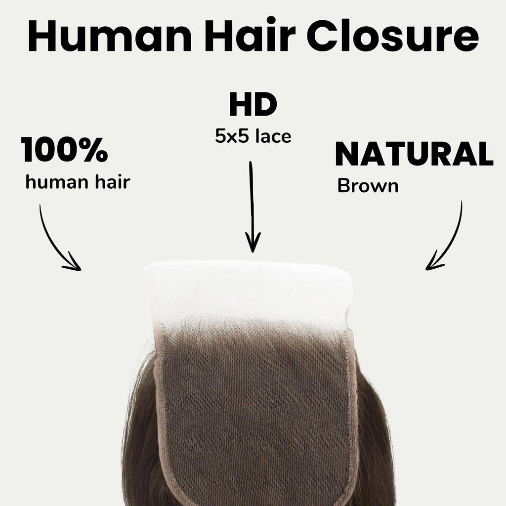 Medium Brown Body Wave 5x5 HD Lace Human Hair Closure