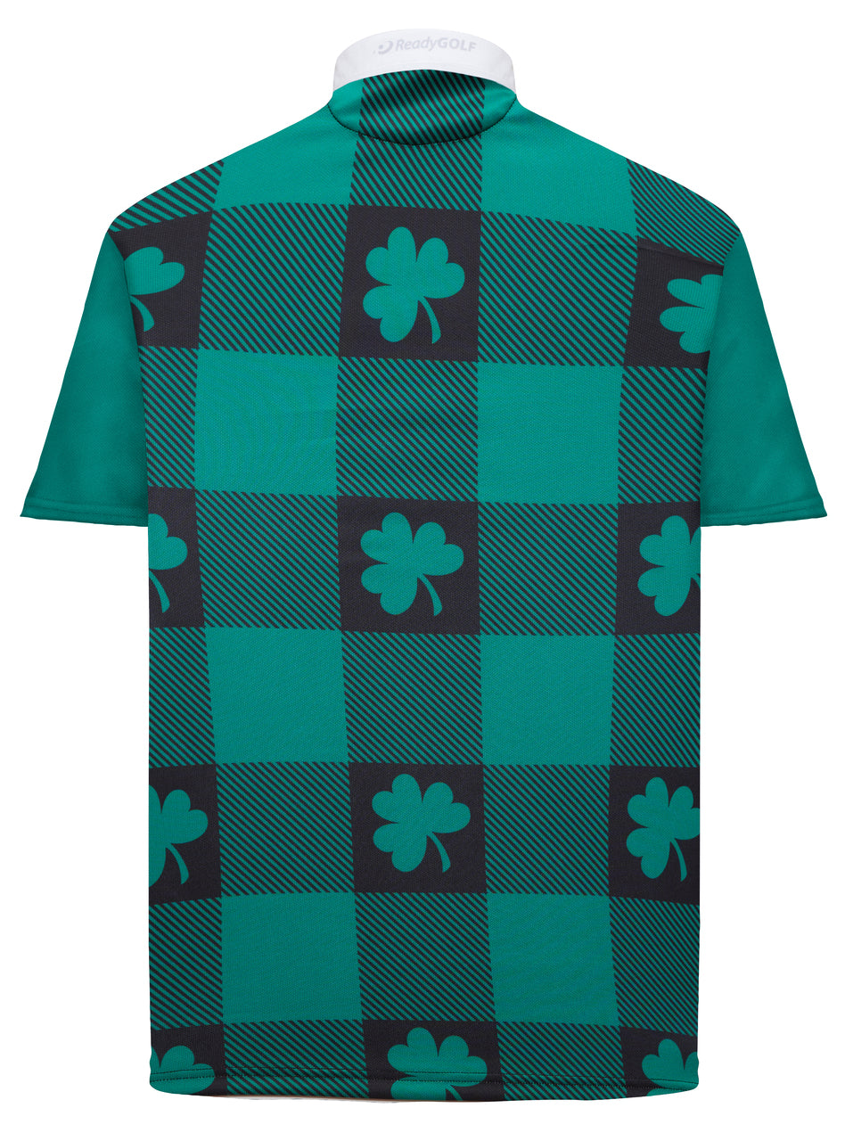 Shamrock Plaid Mens Golf Polo Shirt by ReadyGOLF