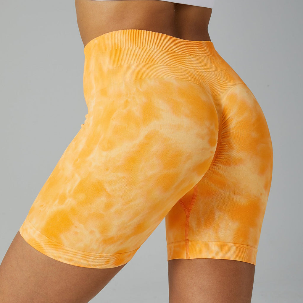 High-Waist Tie-Dye Yoga Shorts | Breathable & Hip Lift