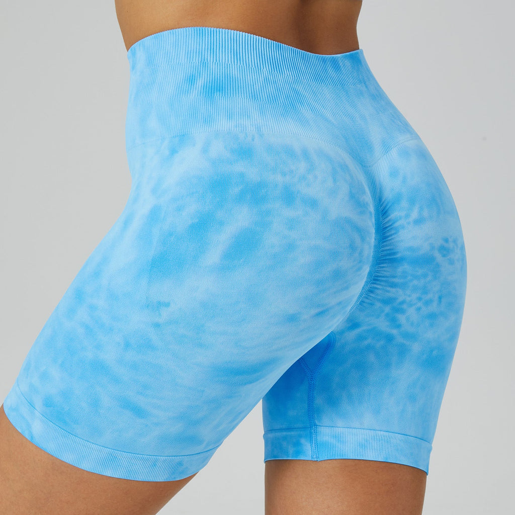 High-Waist Tie-Dye Yoga Shorts | Breathable & Hip Lift