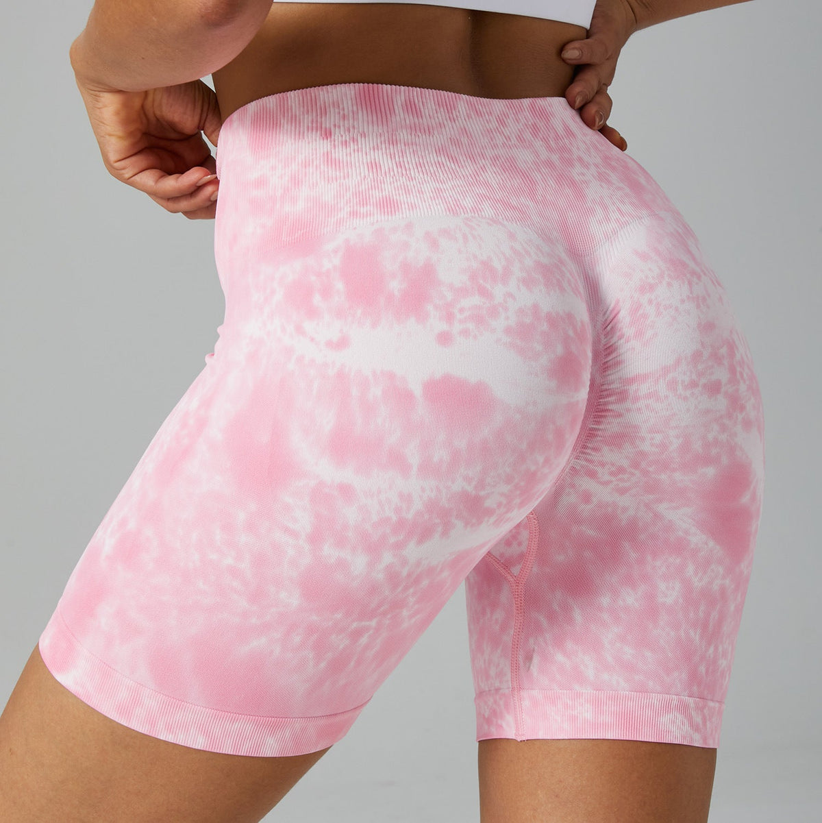 High-Waist Tie-Dye Yoga Shorts | Breathable & Hip Lift
