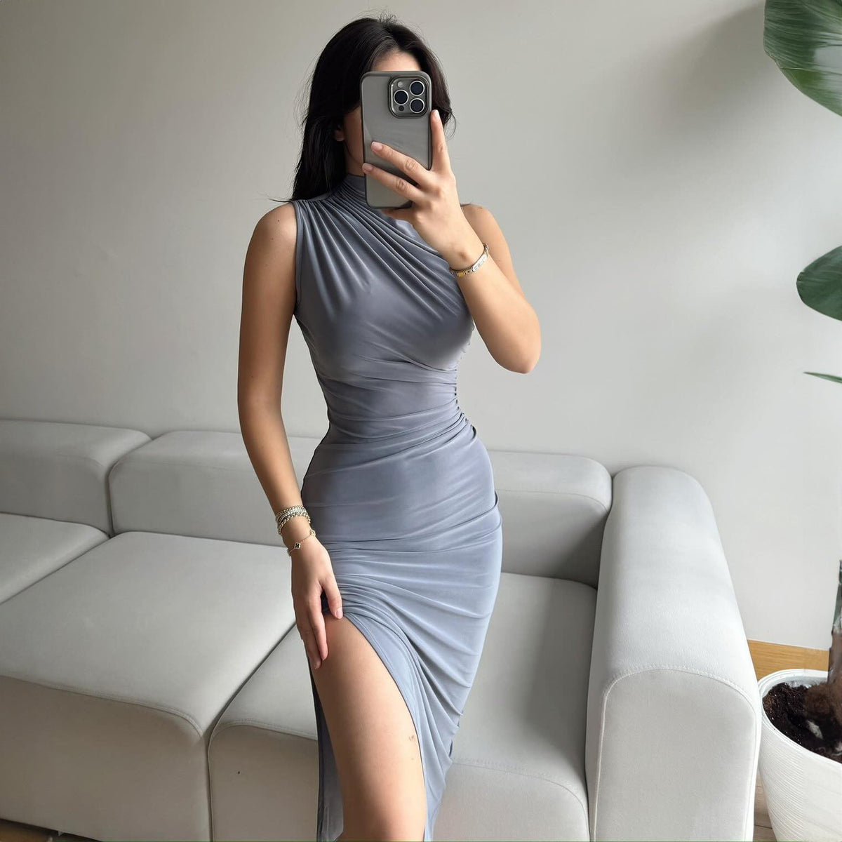 High Waist Slim Sexy Sleeveless Long Dress