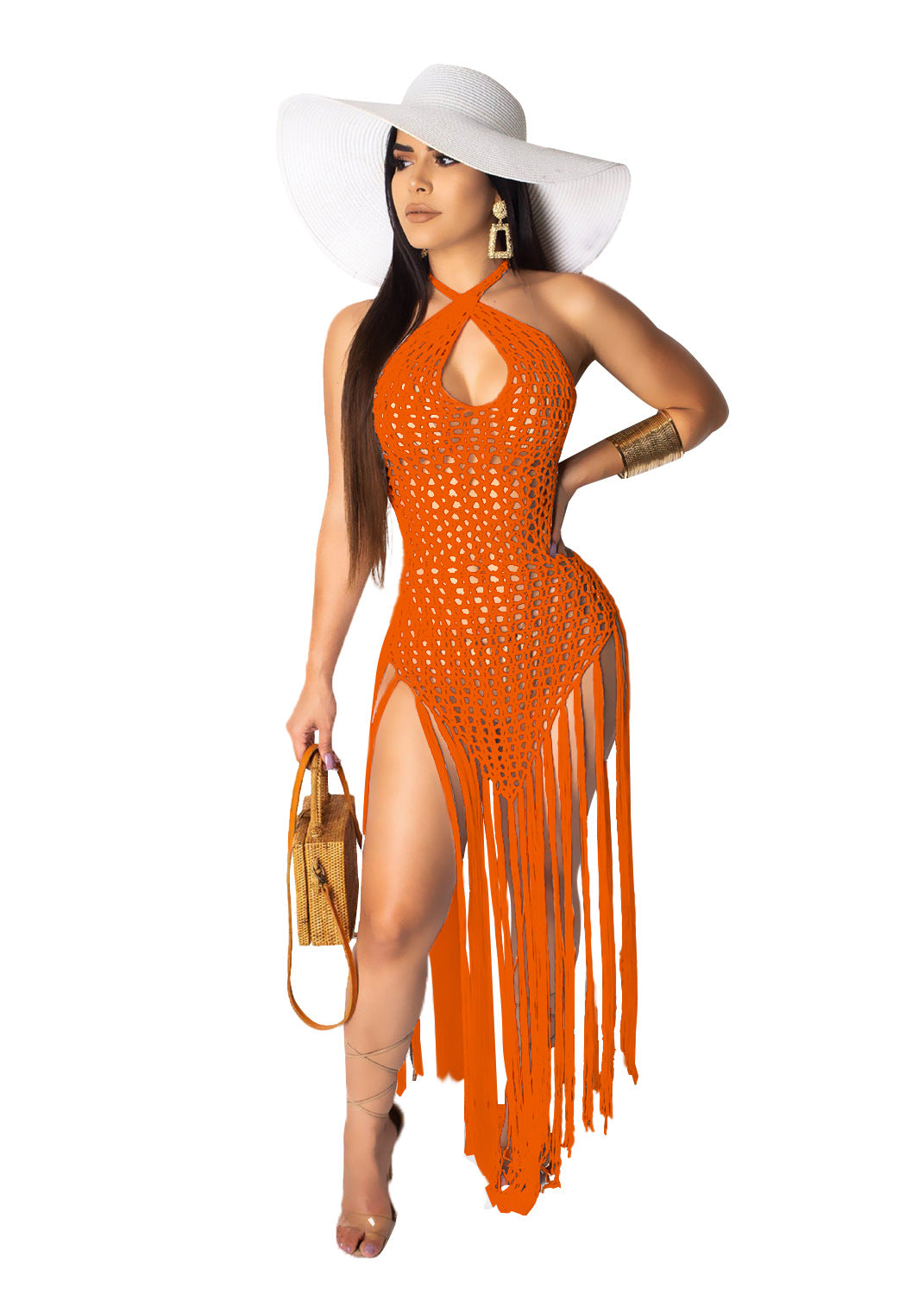 Long Tassel Woven Two Way Tassel Beach Dress