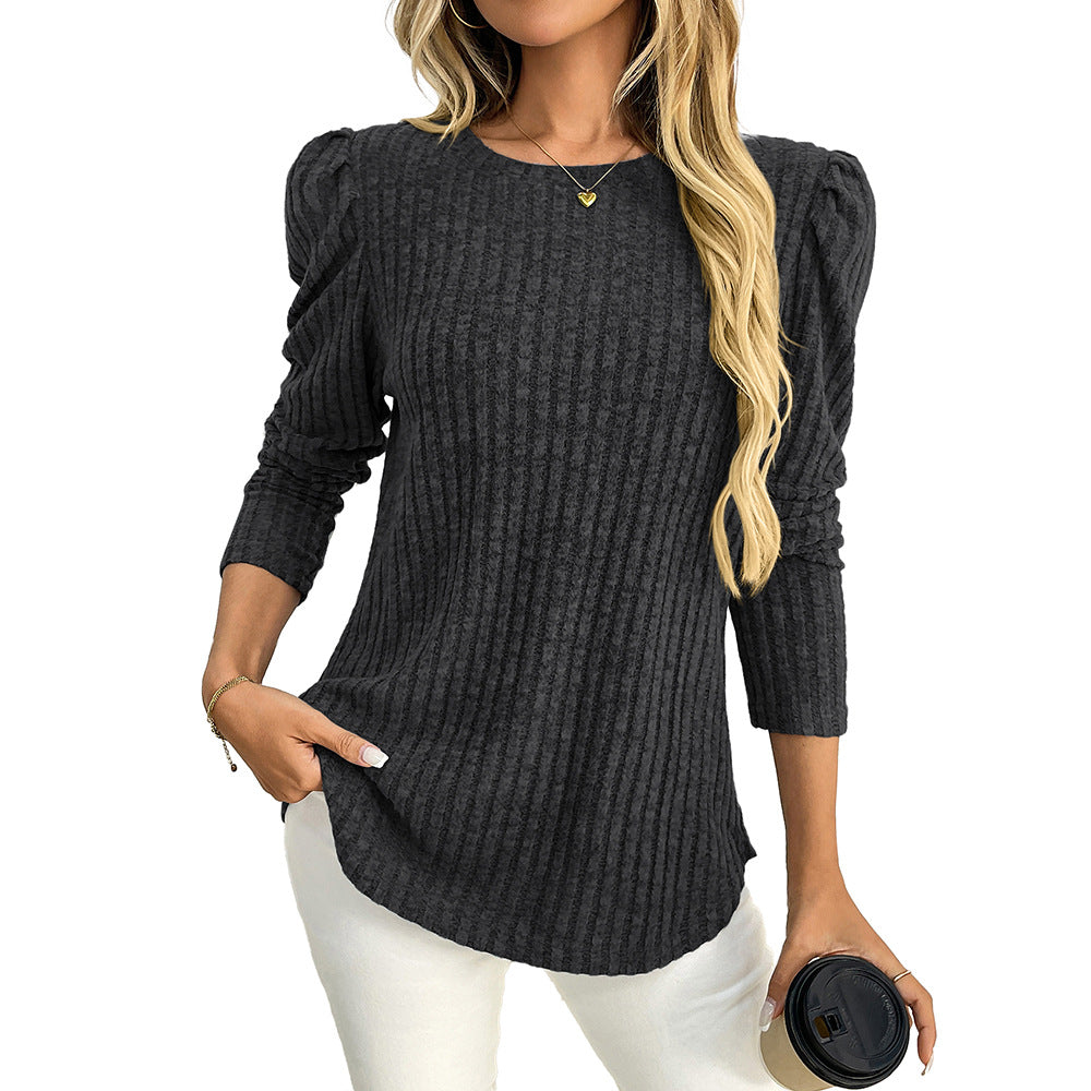 Women round Neck Puff Sleeve