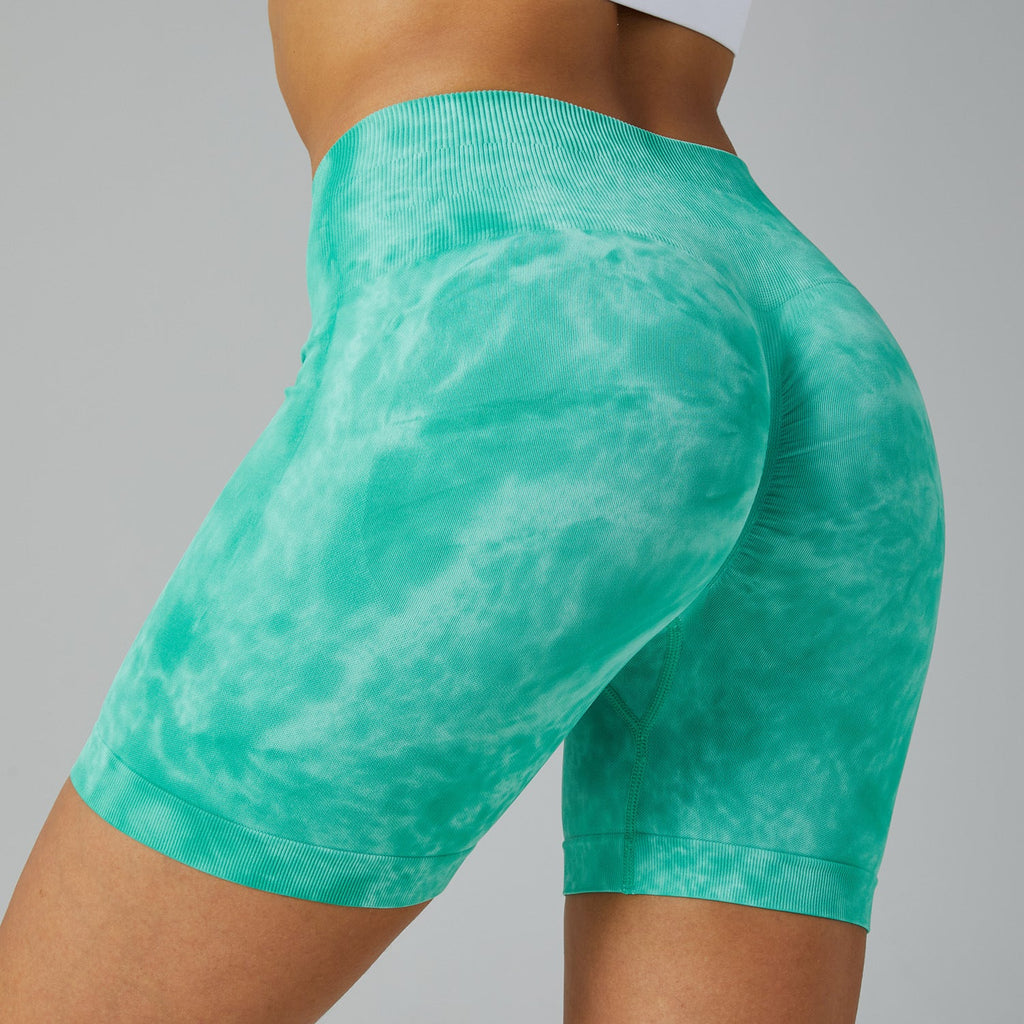 High-Waist Tie-Dye Yoga Shorts | Breathable & Hip Lift