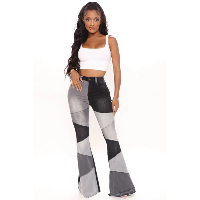Denim Wide Leg Stitching Jeans Women