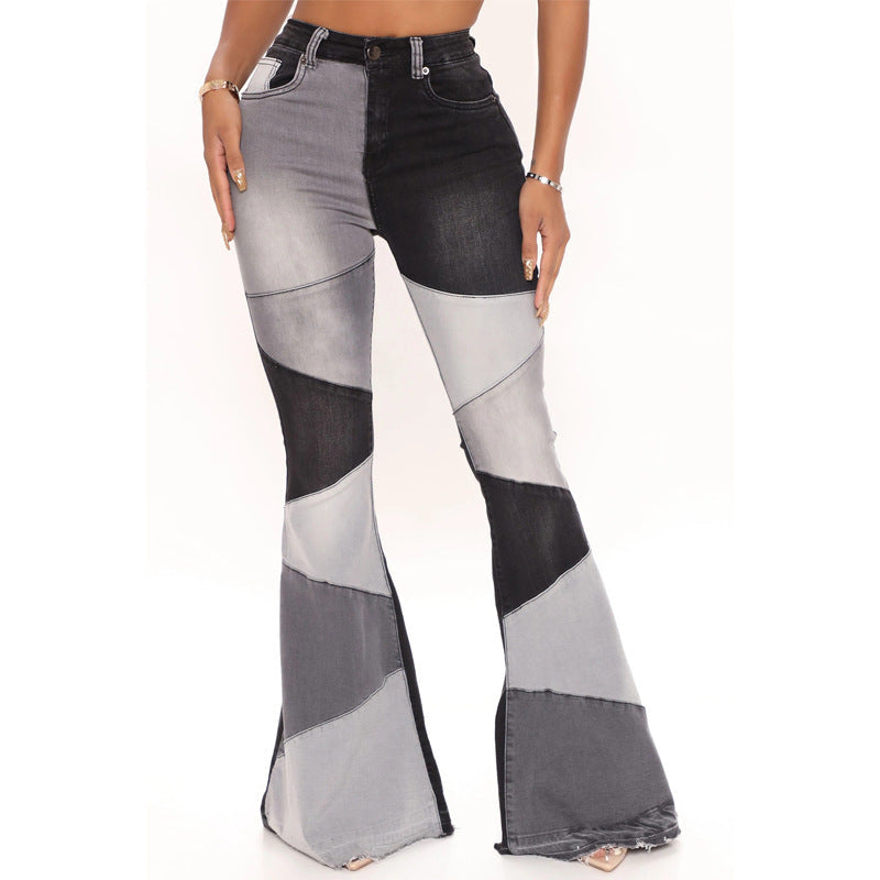 Denim Wide Leg Stitching Jeans Women