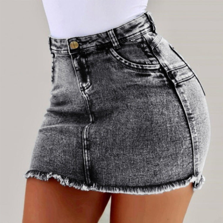 Women's Denim Shorts - Frayed Raw Hem Ripped Jeans Shorts