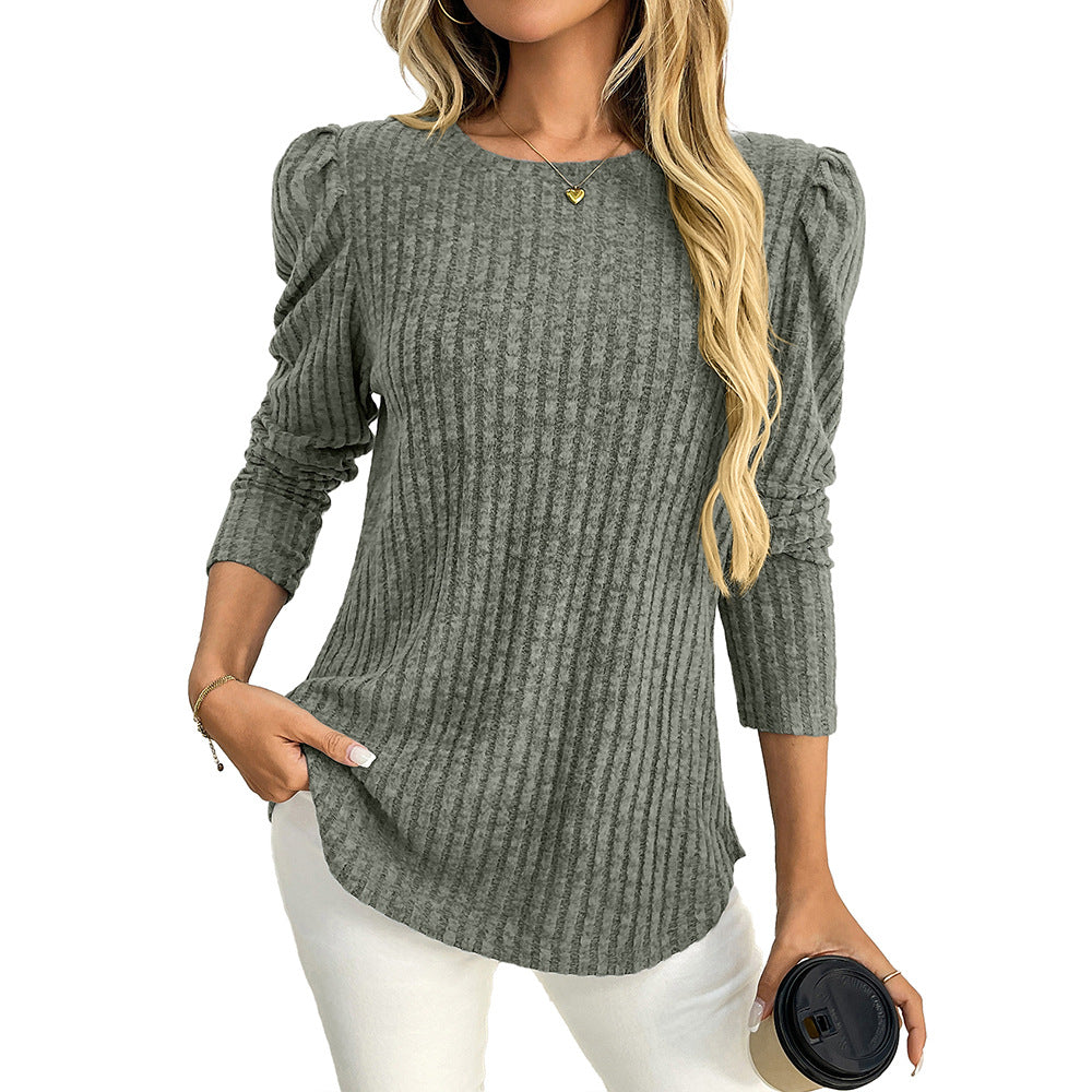 Women round Neck Puff Sleeve