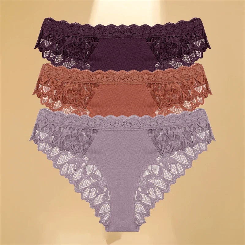 3Pcs Lace Hollow Out Underwear
