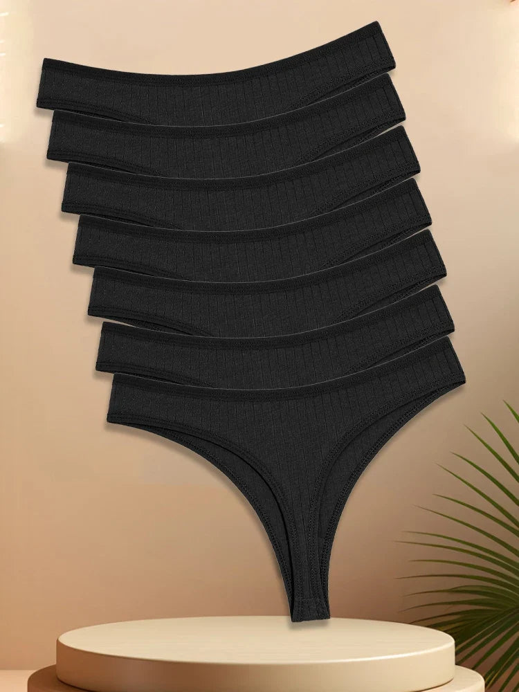 7PCS Cotton Striped Thongs