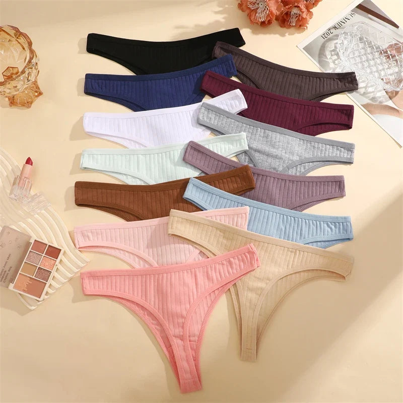 7PCS Cotton Striped Thongs