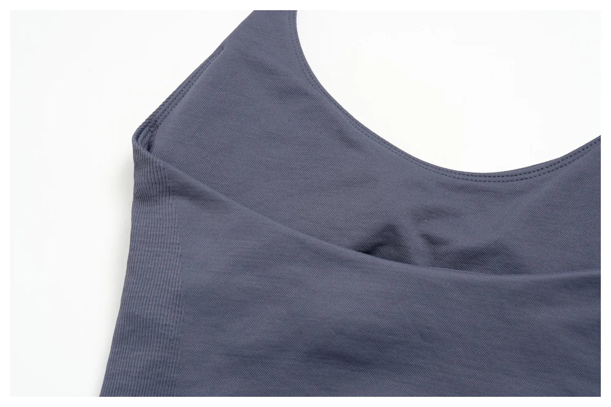 New Yoga Sets Women Seamless Thread Hanging Neck Sports Vest Exercise Fitness Suit High Waist Wide Leg Pants Tracksuit
