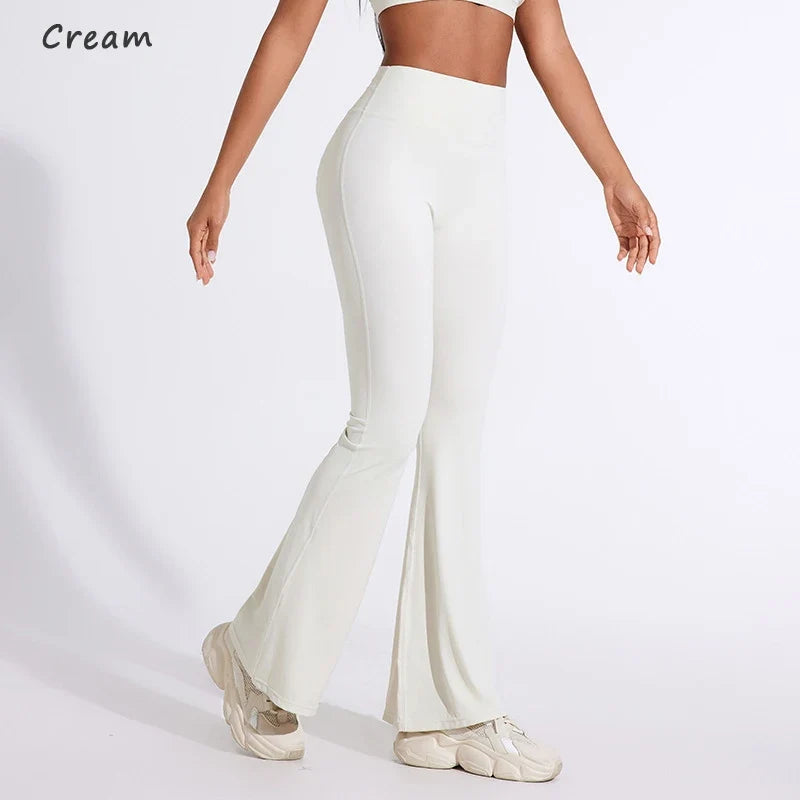 High waisted hip lifting tight pants wide leg