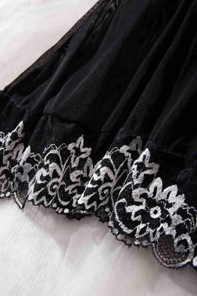 See Through Sexy Deep V Embroidered Nightdress