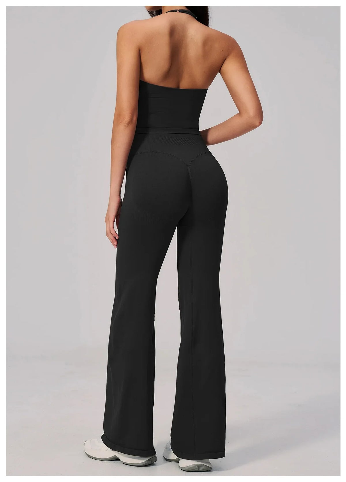 New Yoga Sets Women Seamless Thread Hanging Neck Sports Vest Exercise Fitness Suit High Waist Wide Leg Pants Tracksuit