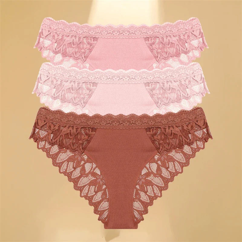 3Pcs Lace Hollow Out Underwear