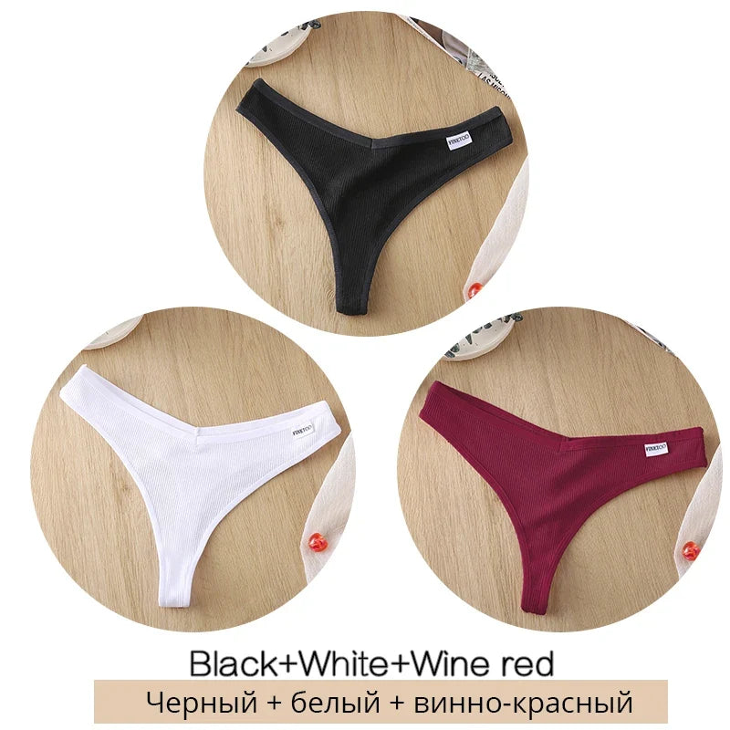 3Pcs/Set Cotton Thongs Sexy Brazilian Lingerie