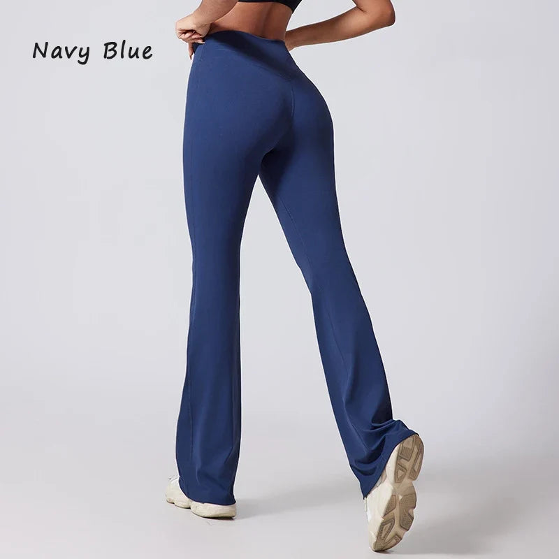 High waisted yoga fitness flared yoga wide leg pants
