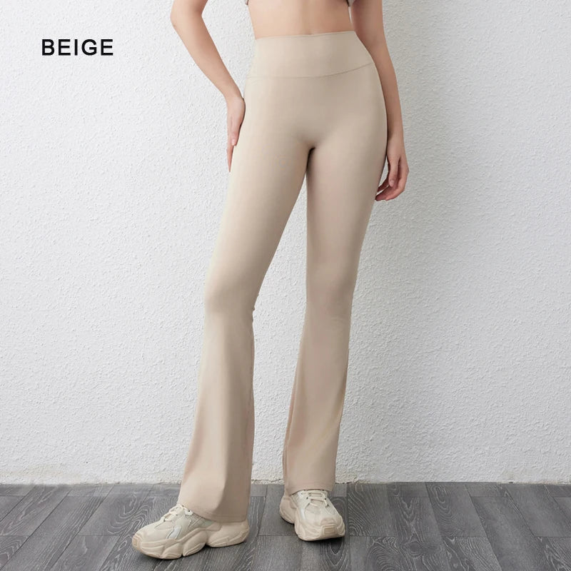 High waisted hip lifting tight pants wide leg
