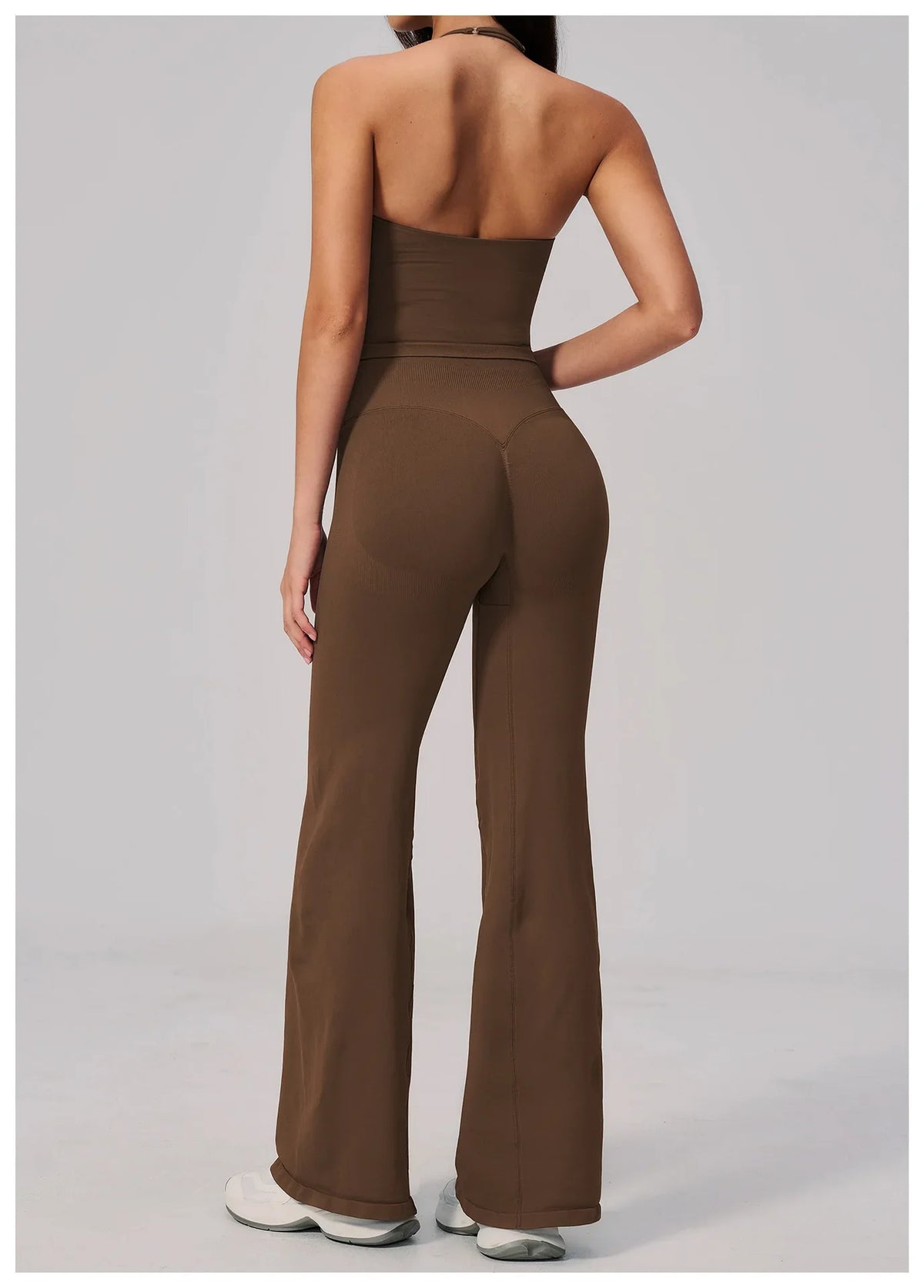 New Yoga Sets Women Seamless Thread Hanging Neck Sports Vest Exercise Fitness Suit High Waist Wide Leg Pants Tracksuit