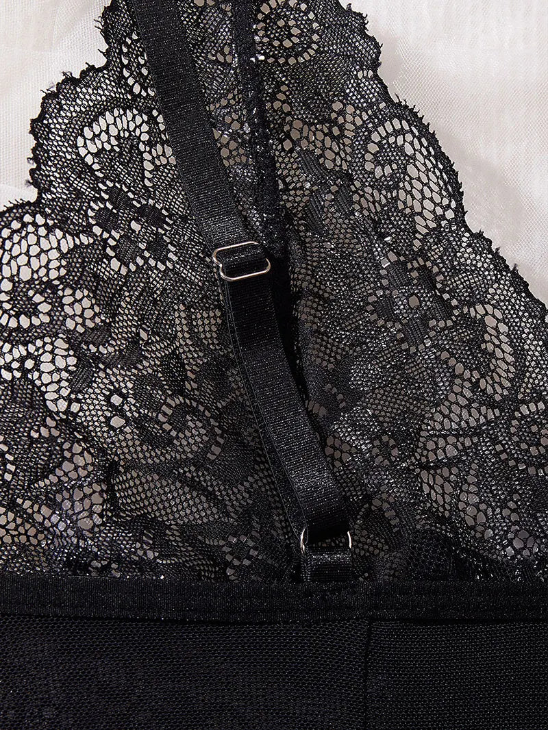See Through Sexy Deep V Embroidered Nightdress