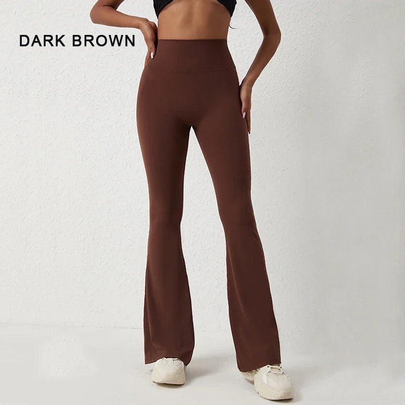 High waisted hip lifting tight pants wide leg
