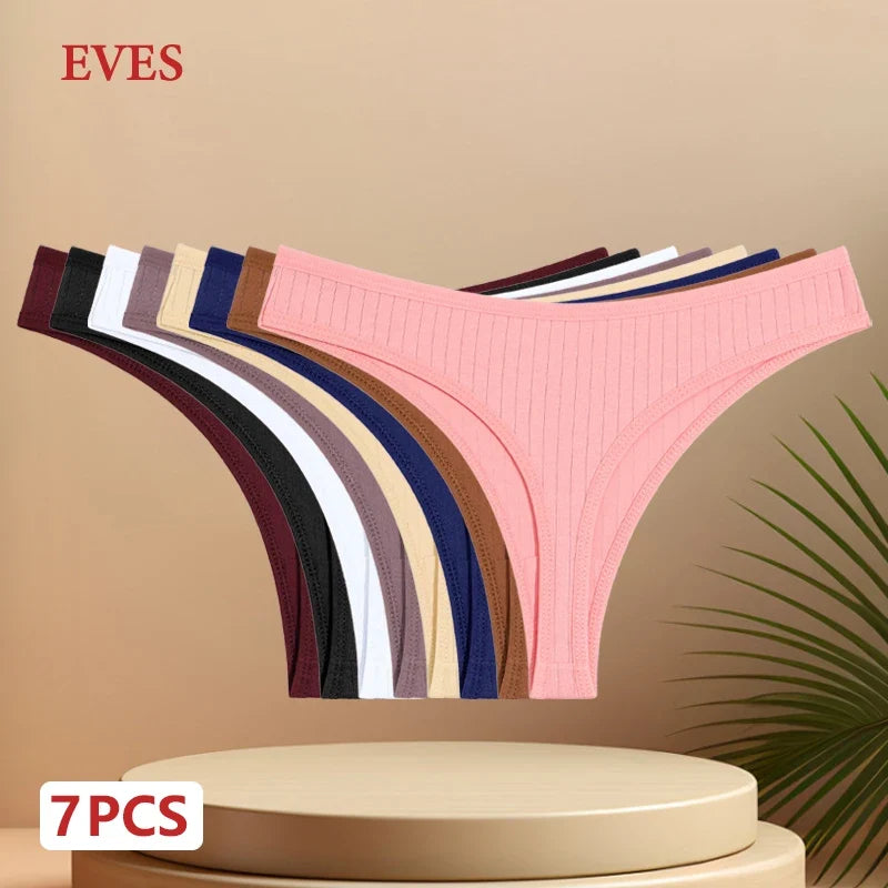 7PCS Cotton Striped Thongs