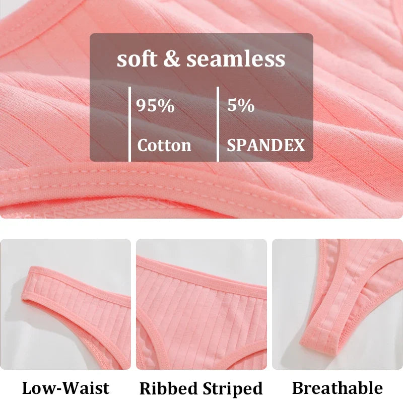 7PCS Cotton Striped Thongs