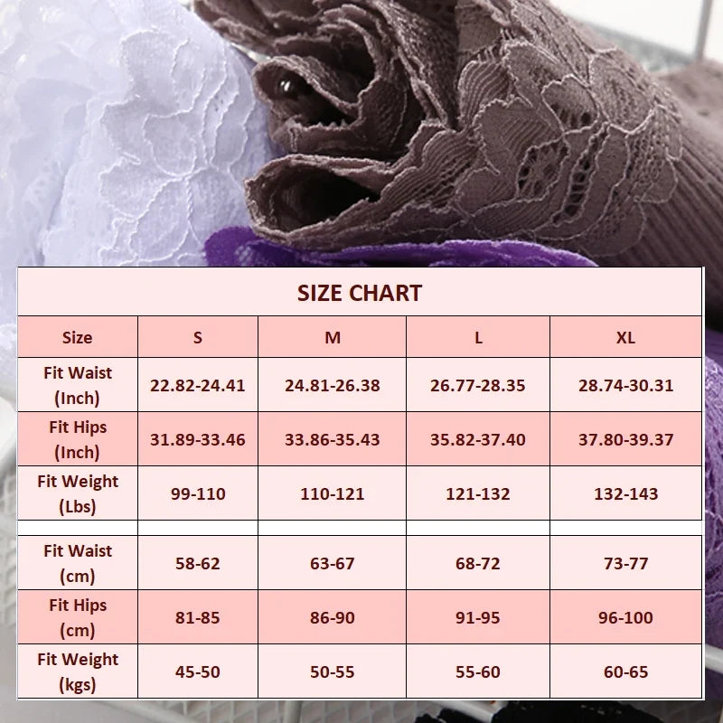 5PCS/Set Women Lace Seamless Cotton Panties