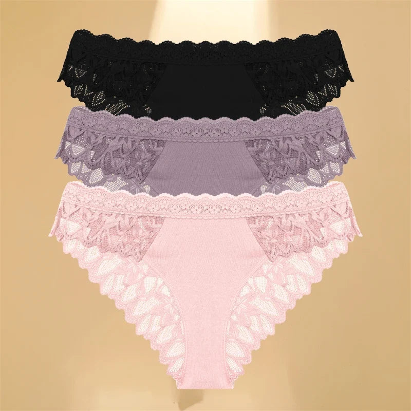 3Pcs Lace Hollow Out Underwear