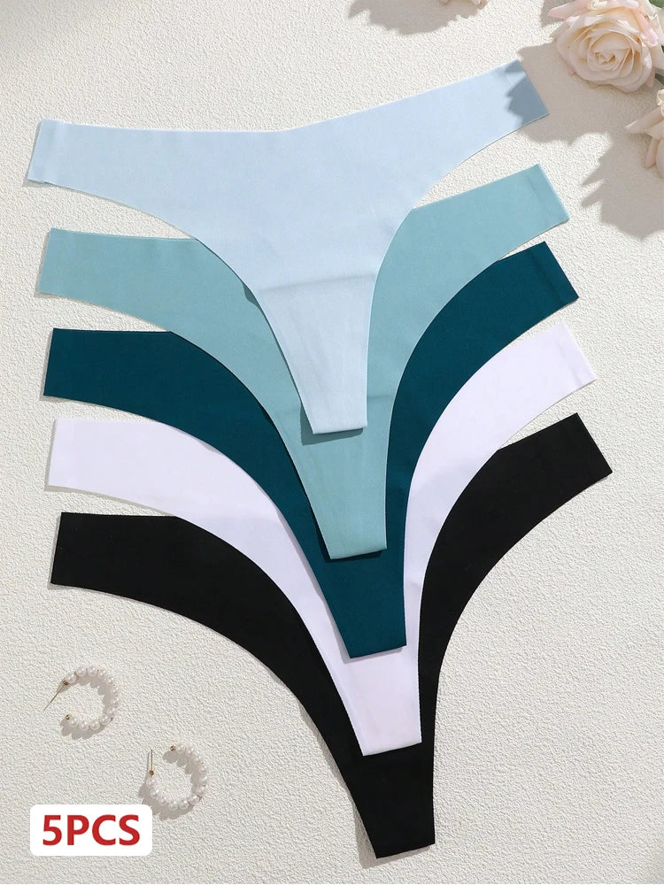 5Pcs Ice Silk Seamless Thongs
