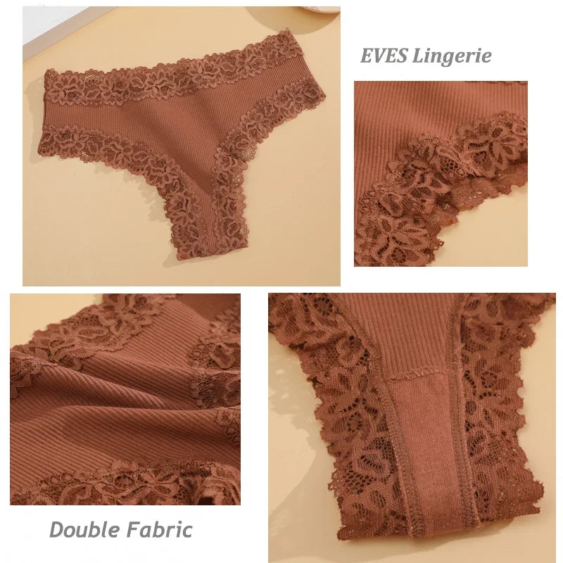 5PCS/Set Women Lace Seamless Cotton Panties